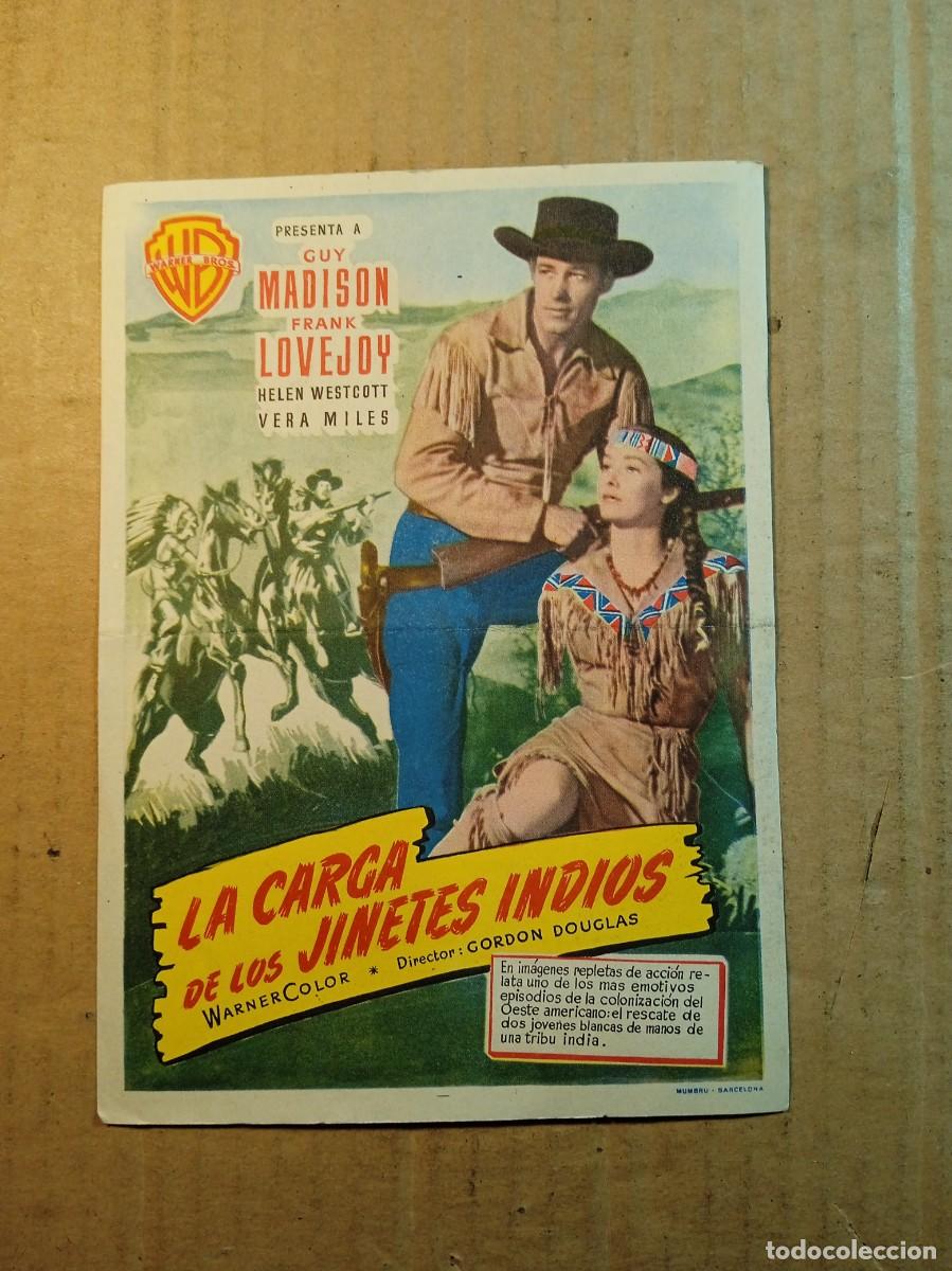  Flyers Publicitaires de films Anciens: FOLLETO DE MANO CON PUBLICIDAD LA CARGA DE LOS JINETES INDIOS
