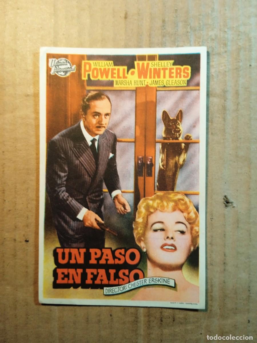 Folhetos de m&atilde;o de filmes antigos de cinema: FOLLETO DE MANO CON PUBLICIDAD UN PASO EN FALSO