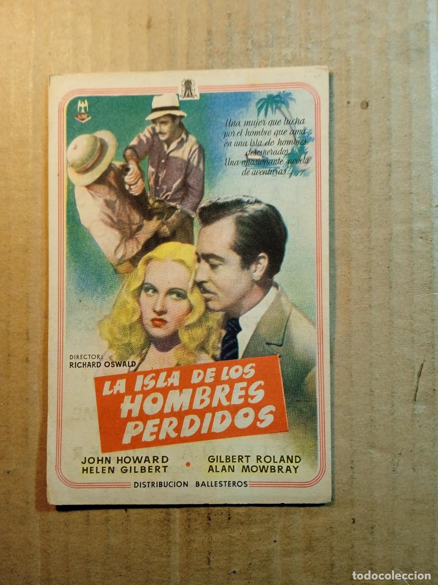 Folhetos de m&atilde;o de filmes antigos de cinema: FOLLETO DE MANO CON PUBLICIDAD LA ISLA DE LOS HOMBRES PERDIDOS