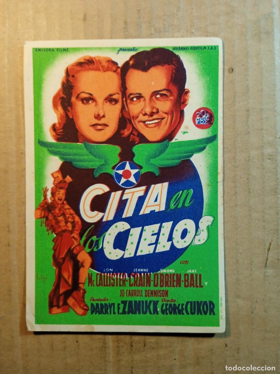  Foglietti di film di film antichi di cinema: FOLLETO DE MANO CON PUBLICIDAD CITA EN LOS CIELOS