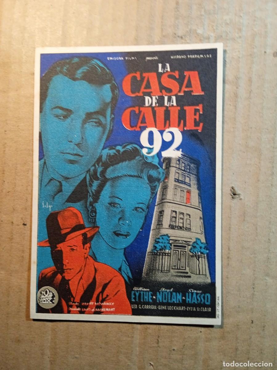  Flyers Publicitaires de films Anciens: FOLLETO DE MANO CON PUBLICIDAD LA CASA DE LA CALLE 92