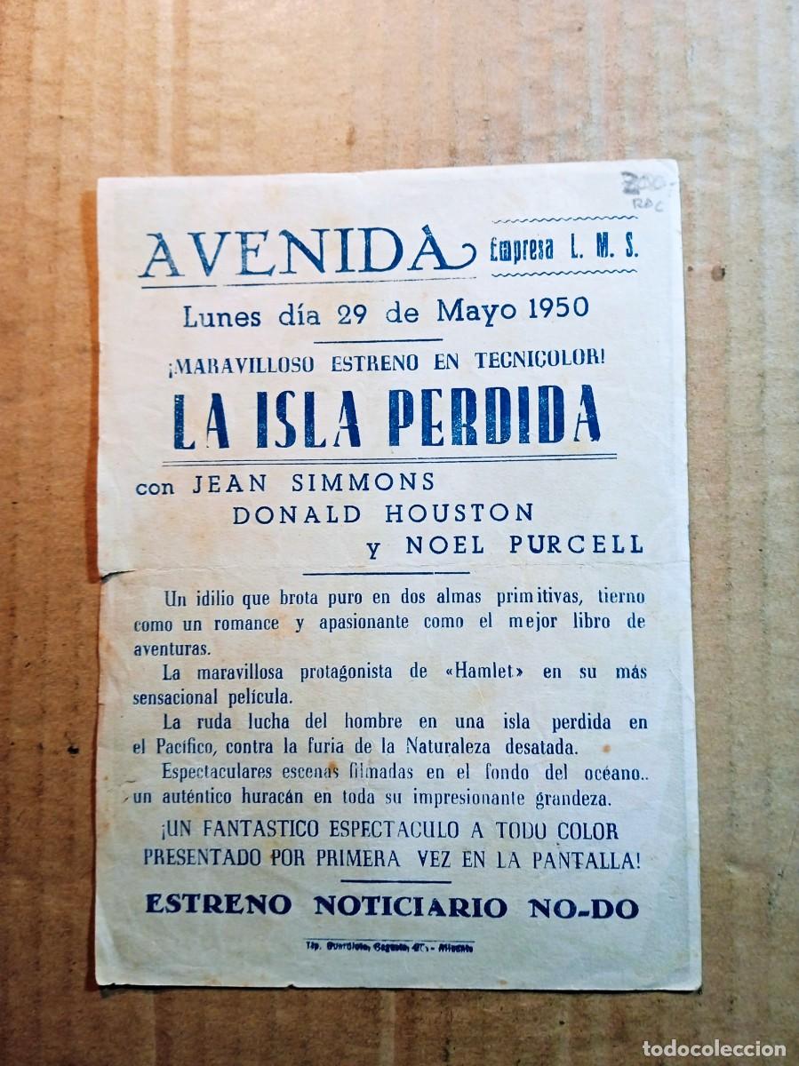 Cine: FOLLETO DE MANO CON PUBLICIDAD LA ISLA PERDIDA - Foto 2