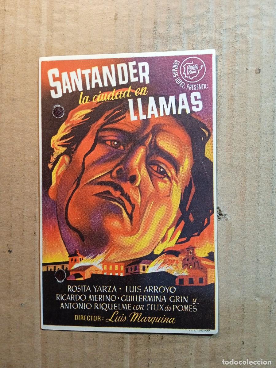  Flyers Publicitaires de films Anciens: FOLLETO DE MANO CON PUBLICIDAD SANTANDER LA CIUDAD EN LLAMAS