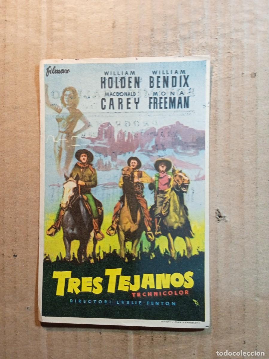 Folhetos de m&atilde;o de filmes antigos de cinema: FOLLETO DE MANO CON PUBLICIDAD TRES TEJANOS