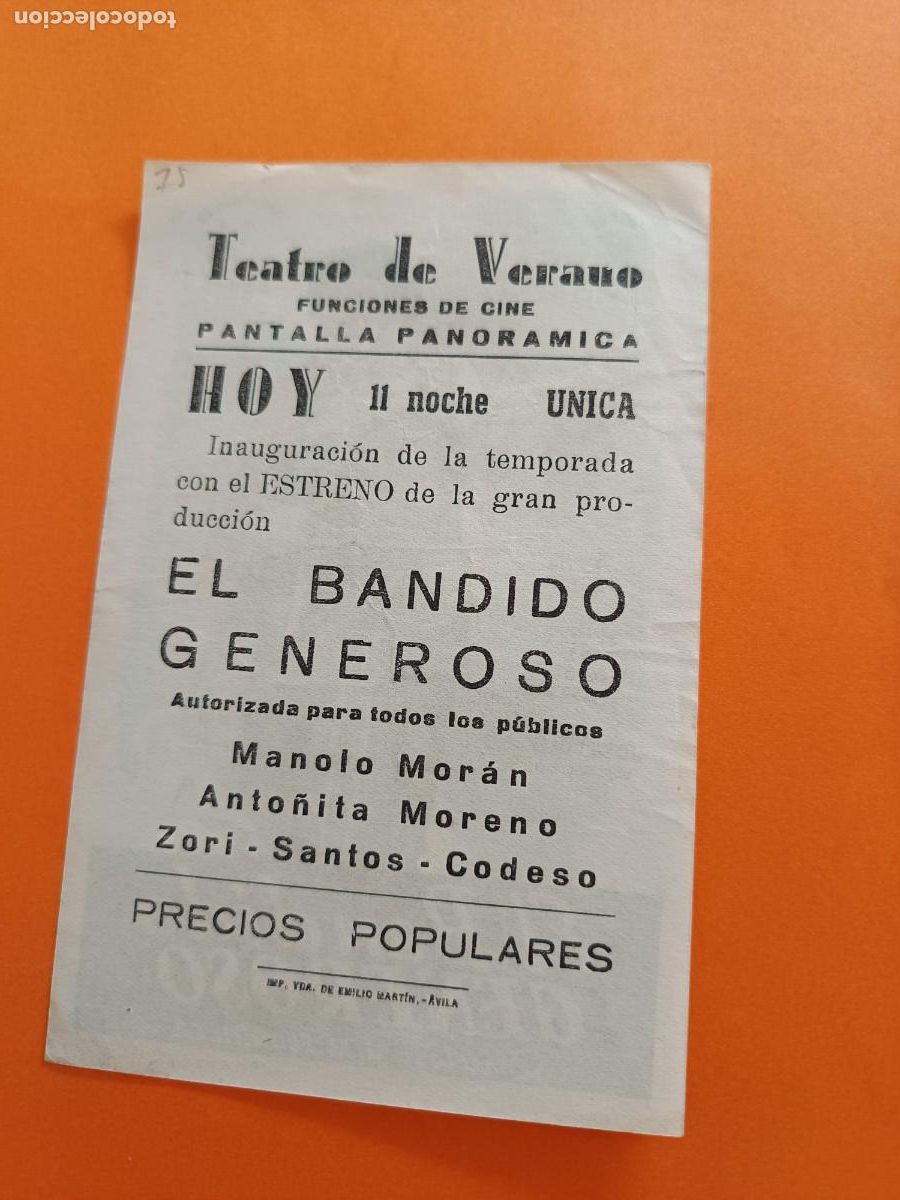Cine: PROGRAMA DE CINE EL BANDIDO GENEROSO MANOLO MORAN - Foto 2