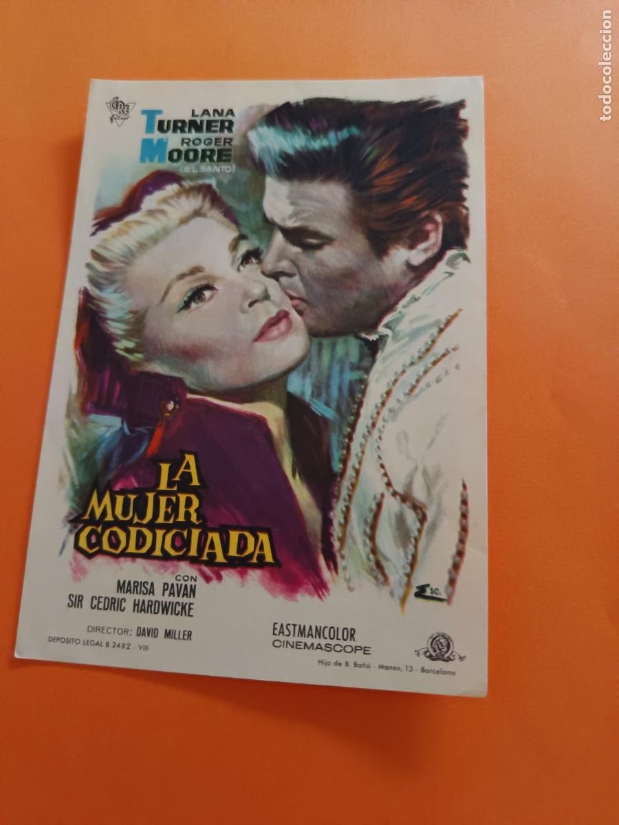  Foglietti di film di film antichi di cinema: PROGRAMA DE CINE LA MUJER CODICIADA LANA TURNER ROGER MOORE