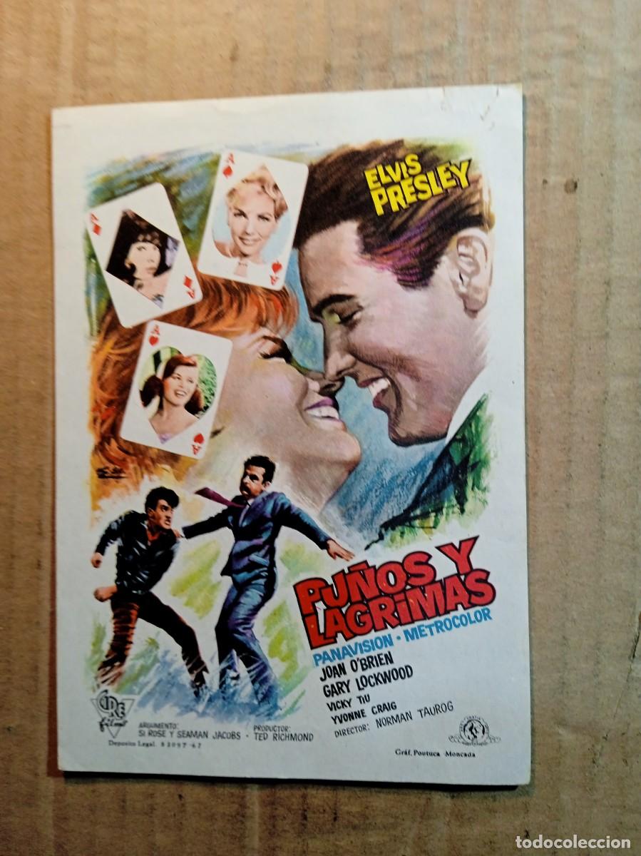  Foglietti di film di film antichi di cinema: FOLLETO DE MANO CON PUBLICIDAD ELVIS PRESLEY PU&Ntilde;OS Y L&Aacute;GRIMAS