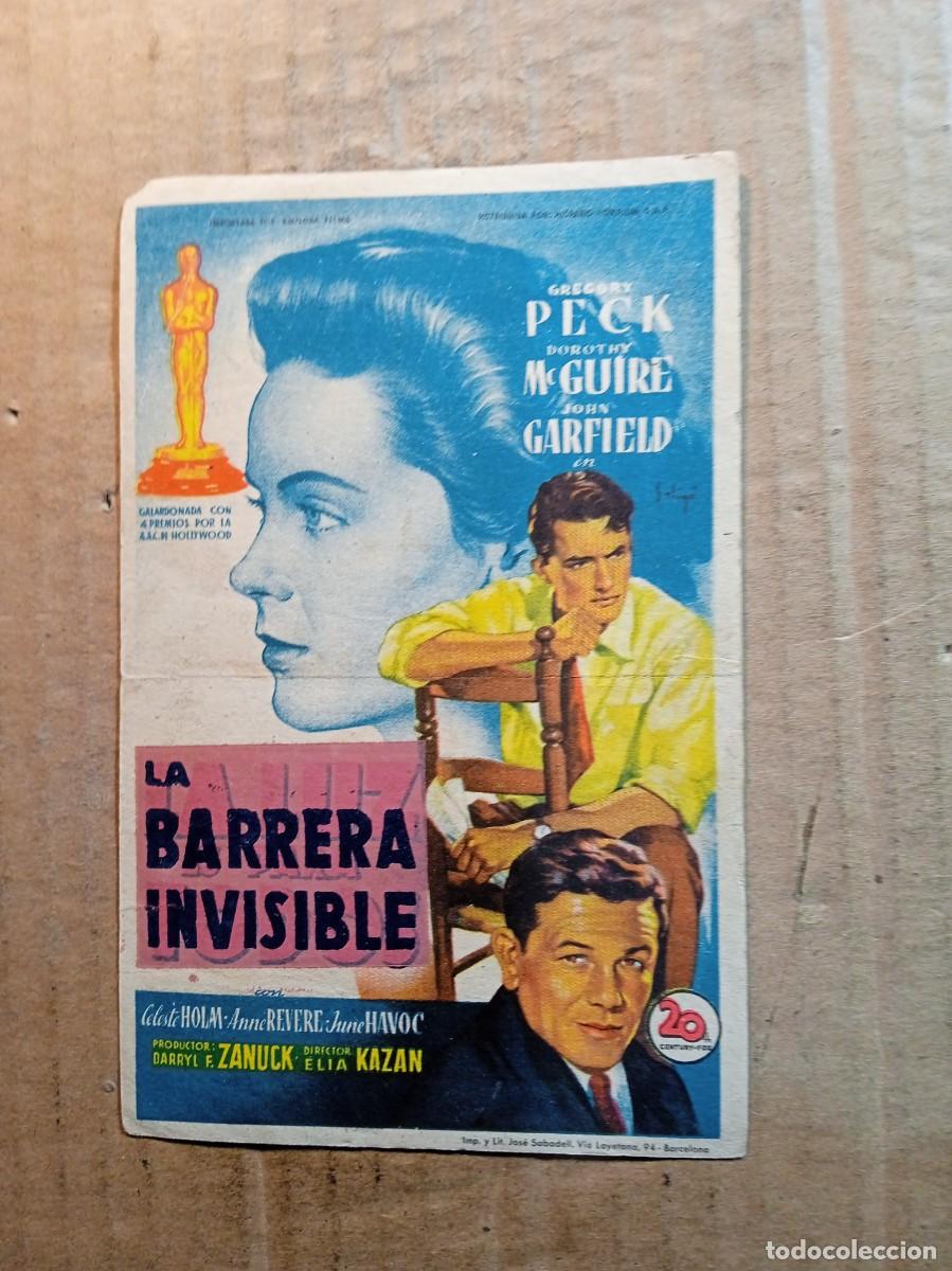 Cinema: FOLLETO DE MANO CON PUBLICIDAD LA BARRERA INVISIBLE