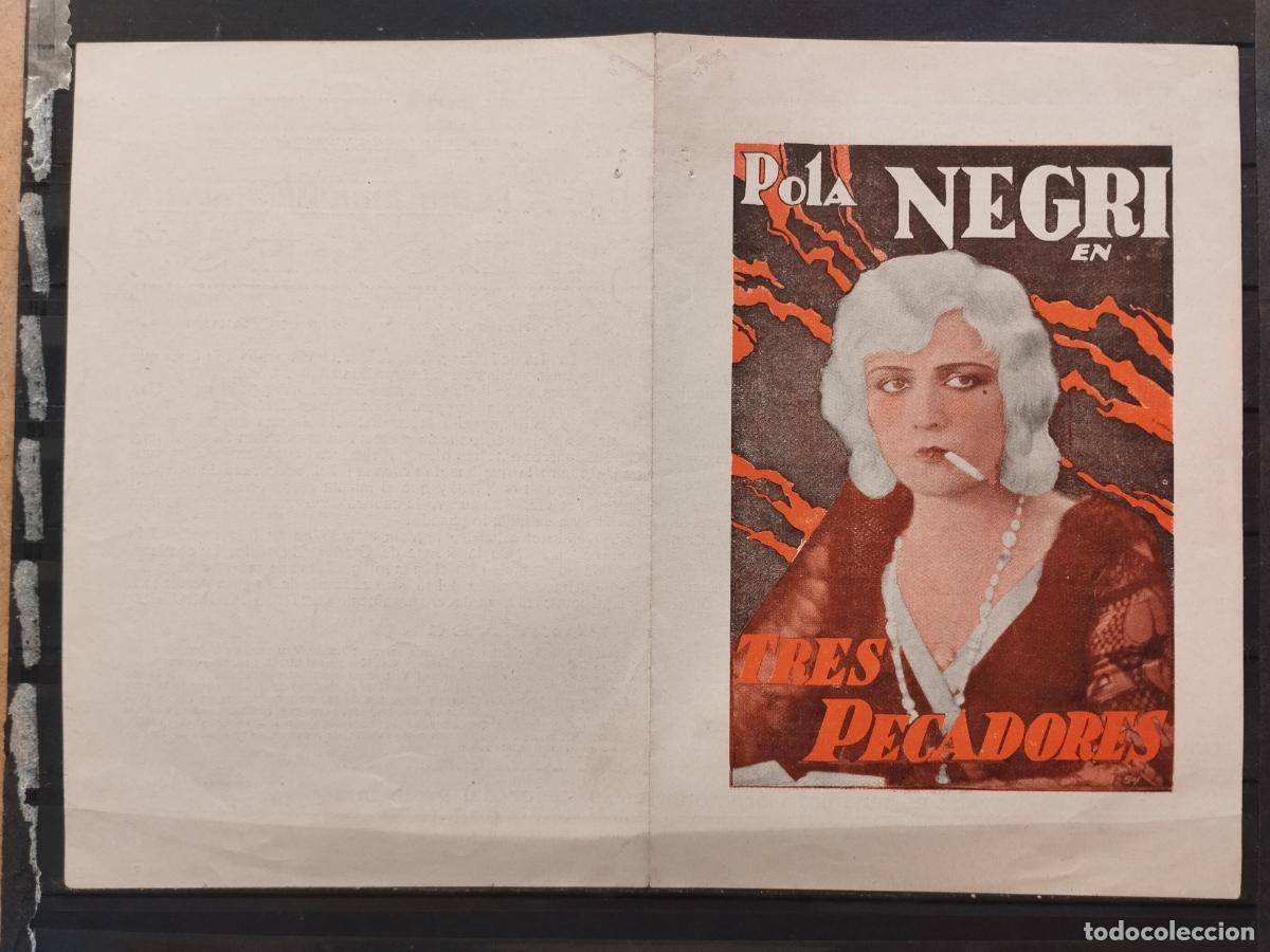 Folhetos de m&atilde;o de filmes antigos de cinema: FAC PROGRAMA DOBLE. TRES PECADORES. CON POLA NEGRI. PERFECTA CALIDAD