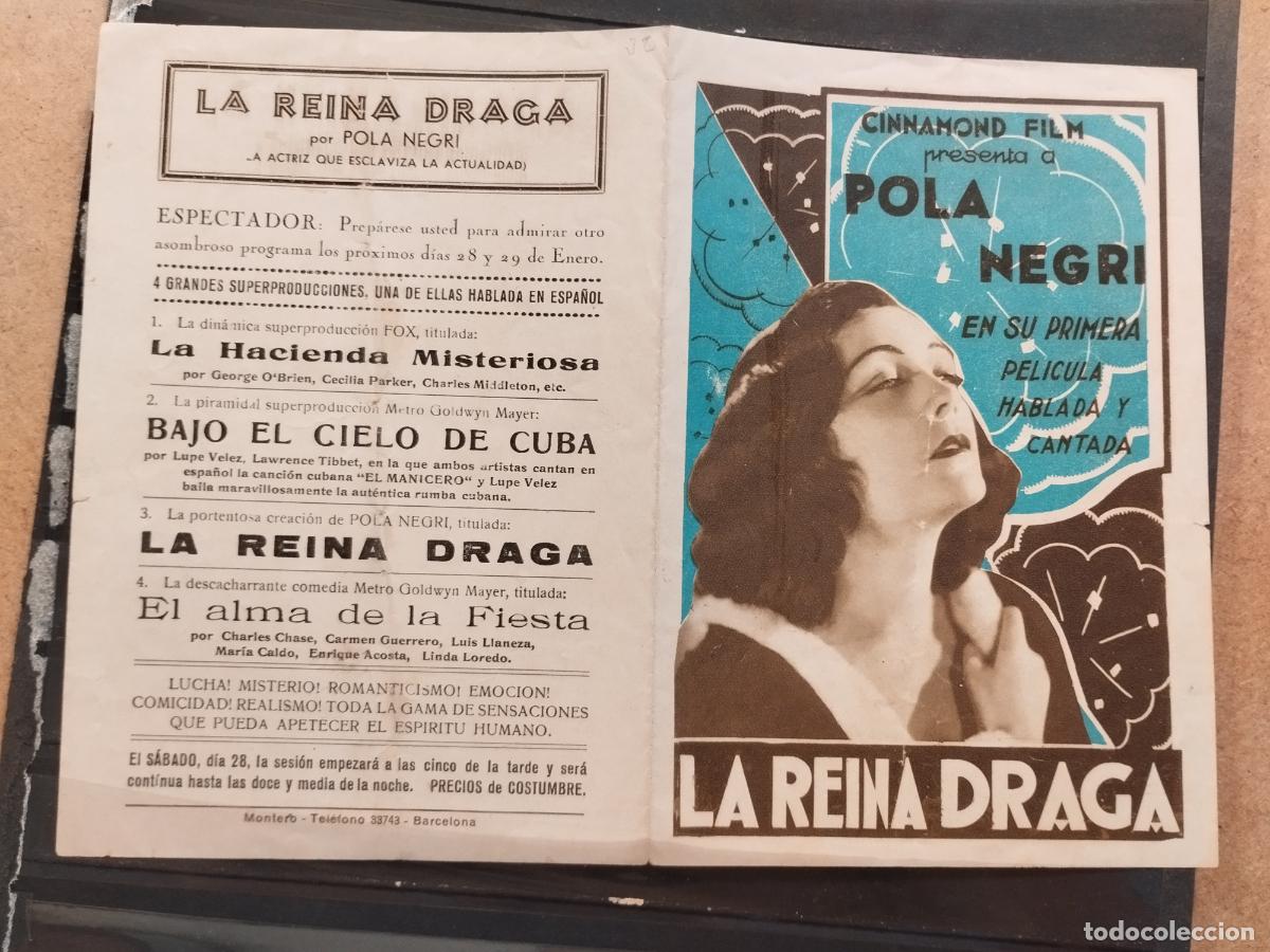 Foglietti di film di film antichi di cinema: FAC PROGRAMA DOBLE. LA REINA DRAGA. CON POLA NEGRI. DOBLEZ VERTICAL Y DOS PEQUE&Ntilde;AS RAJITAS