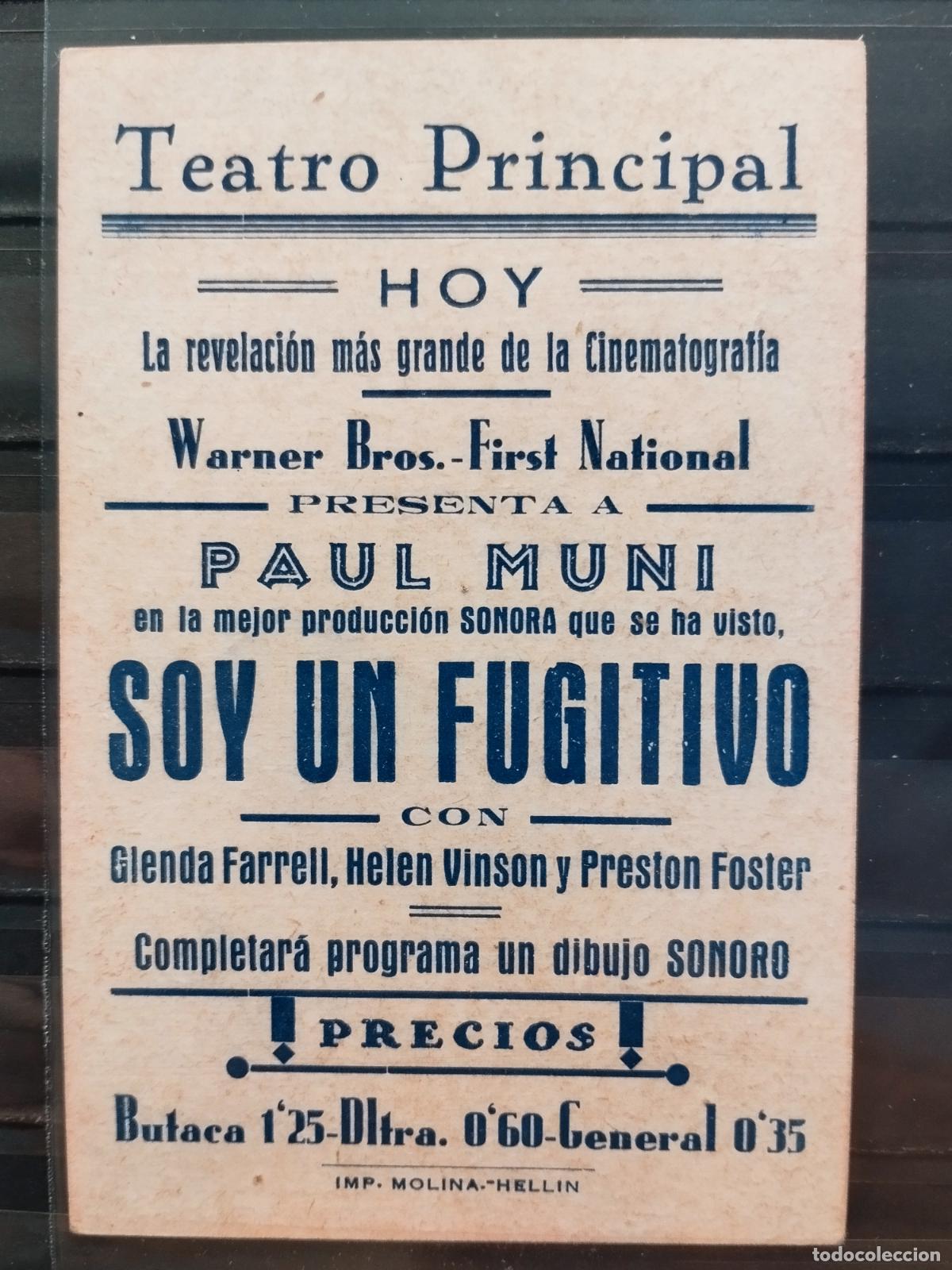 Cine: FAC PROGRAMA TIPO TARJETA. SOY UN FUGITIVO. PERFECTO. - Foto 2