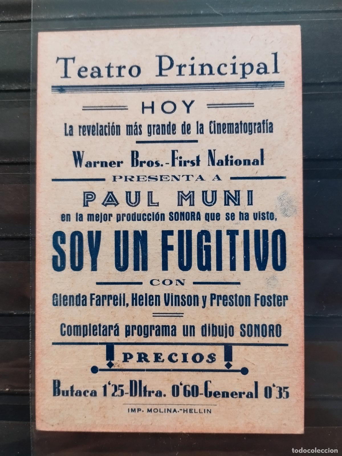 Cine: FAC PROGRAMA TIPO TARJETA. SOY UN FUGITIVO. PERFECTO. - Foto 2