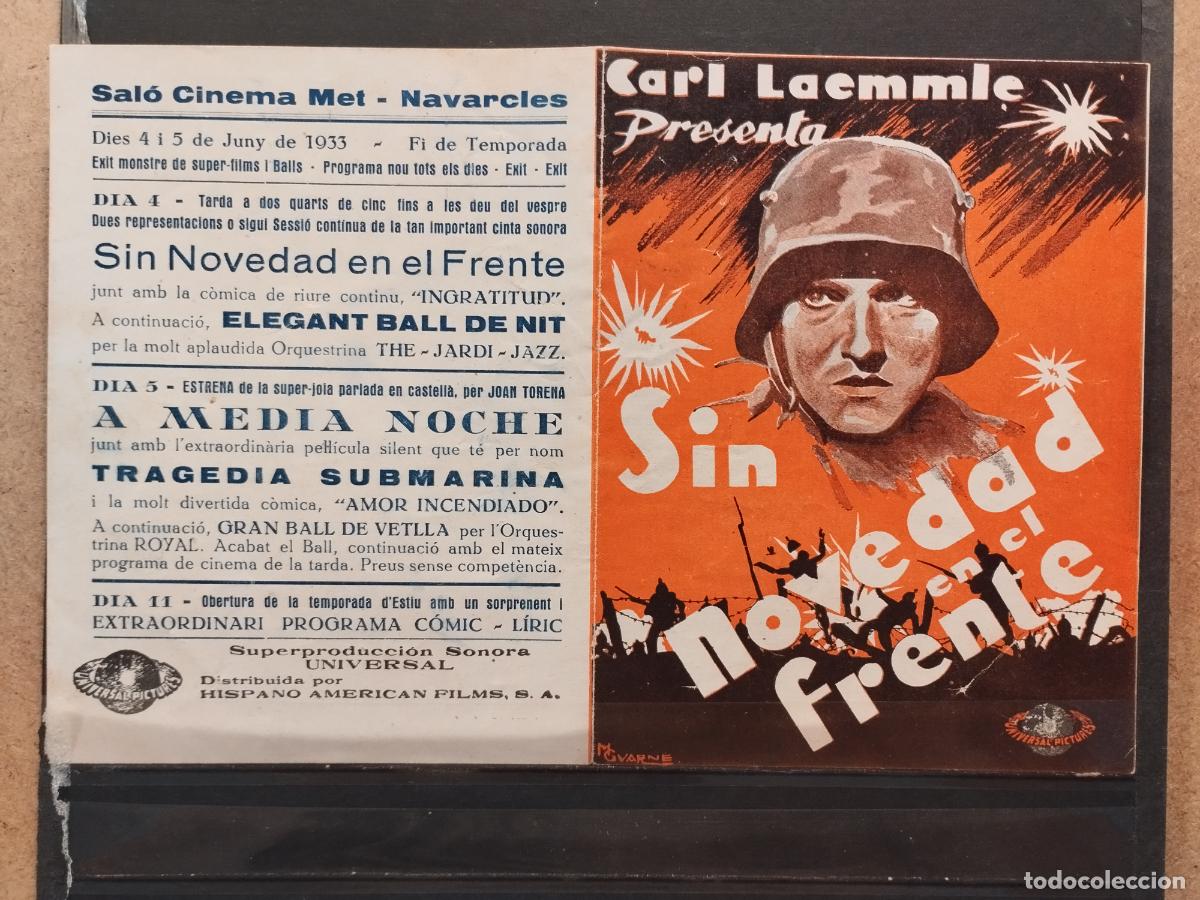 Foglietti di film di film antichi di cinema: FAC PROGRAMA DOBLE. SIN NOVEDAD EN EL FRENTE. PERFECTO