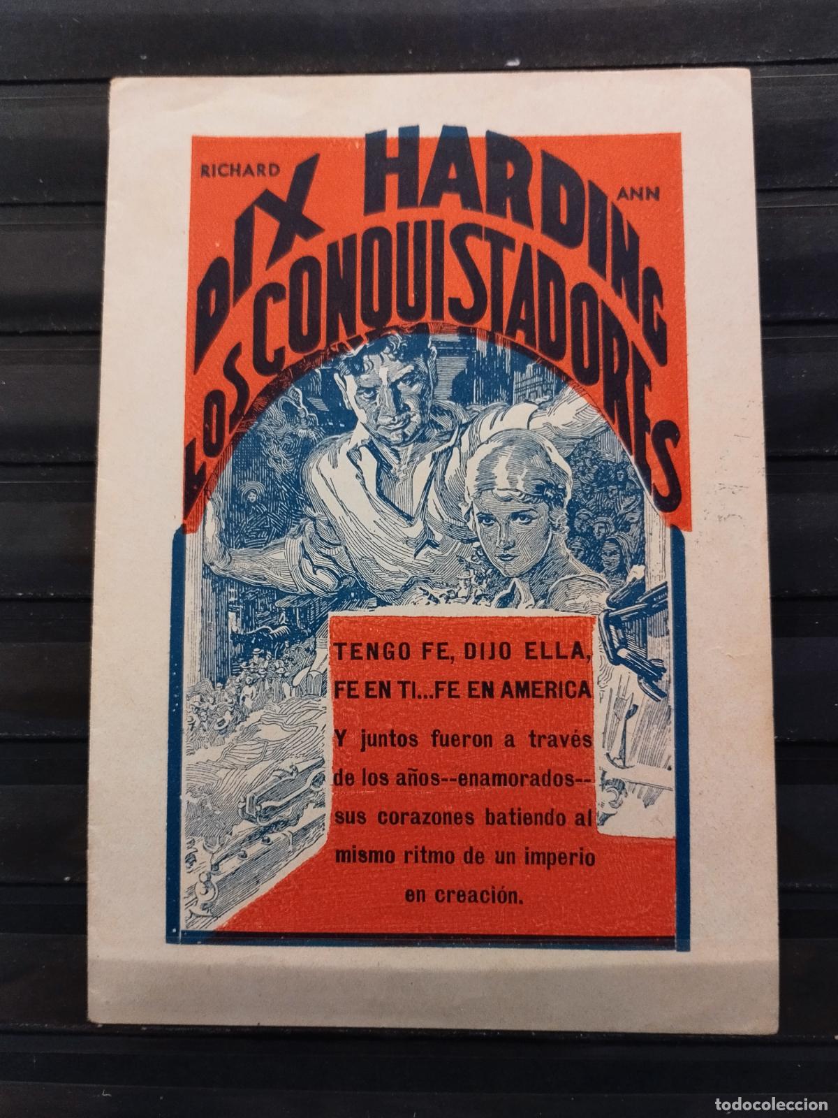 Folhetos de m&atilde;o de filmes antigos de cinema: FAC PROGRAMA DOBLE. LOS CONQUISTADORES. MUY BUENA CALIDAD. PEQUE&Ntilde;A RAJITA EN DOBLE DE PORTADA