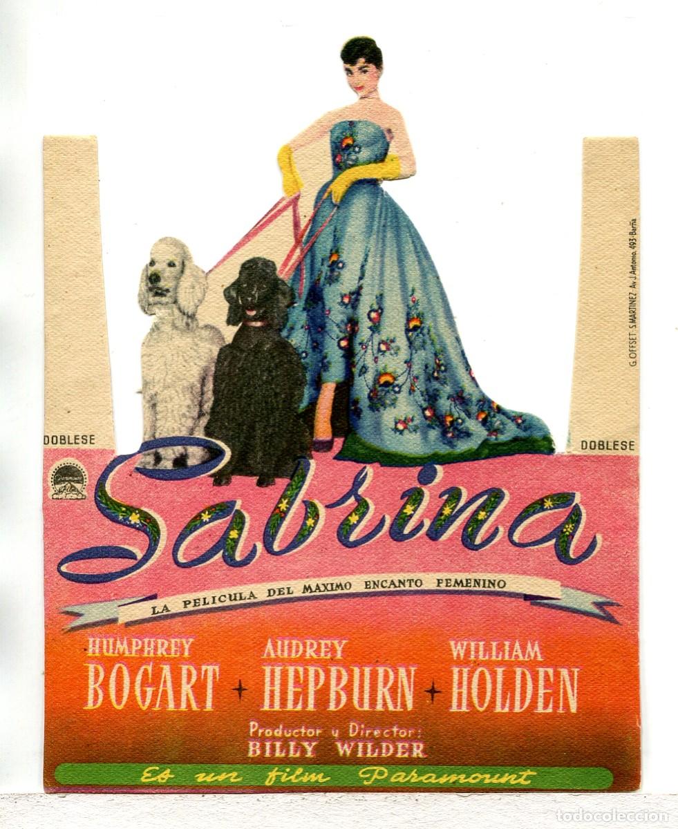 Folhetos de m&atilde;o de filmes antigos de cinema: SABRINA, con Audrey Hepburn.