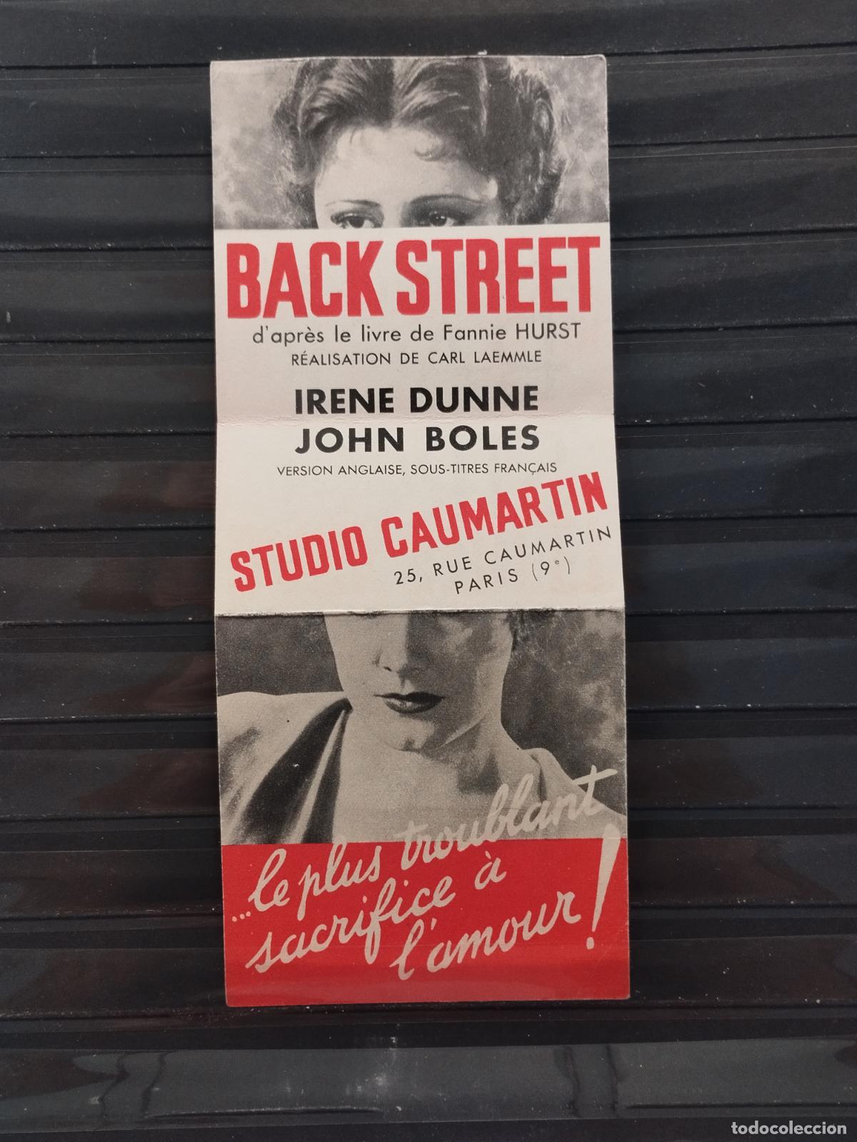 Kino: FAC PROGRAMA DE CINE FRANCES. DOBLE. &rdquo;BACK STREET&rdquo; CON IRENE DUNNE Y JOHN BOLES.