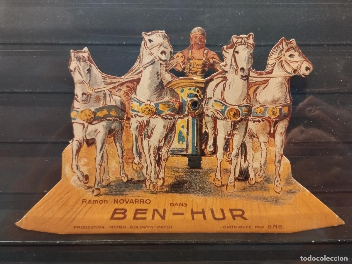 Folhetos de m&atilde;o de filmes antigos de cinema: FAC PROGRAMA DE CINE FRANCES. TROQUELADO CON MOVIMIENTO. &rdquo;BEN-HUR&rdquo;. LIGERA ARRUGA EN CARTON CUADRIGA