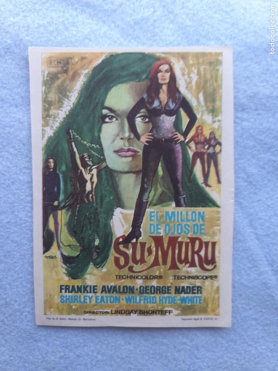 Cine: El Mill&oacute;n de Ojos de Su - Muru. Frankie Avalon, George Nader, Shirley Eaton.