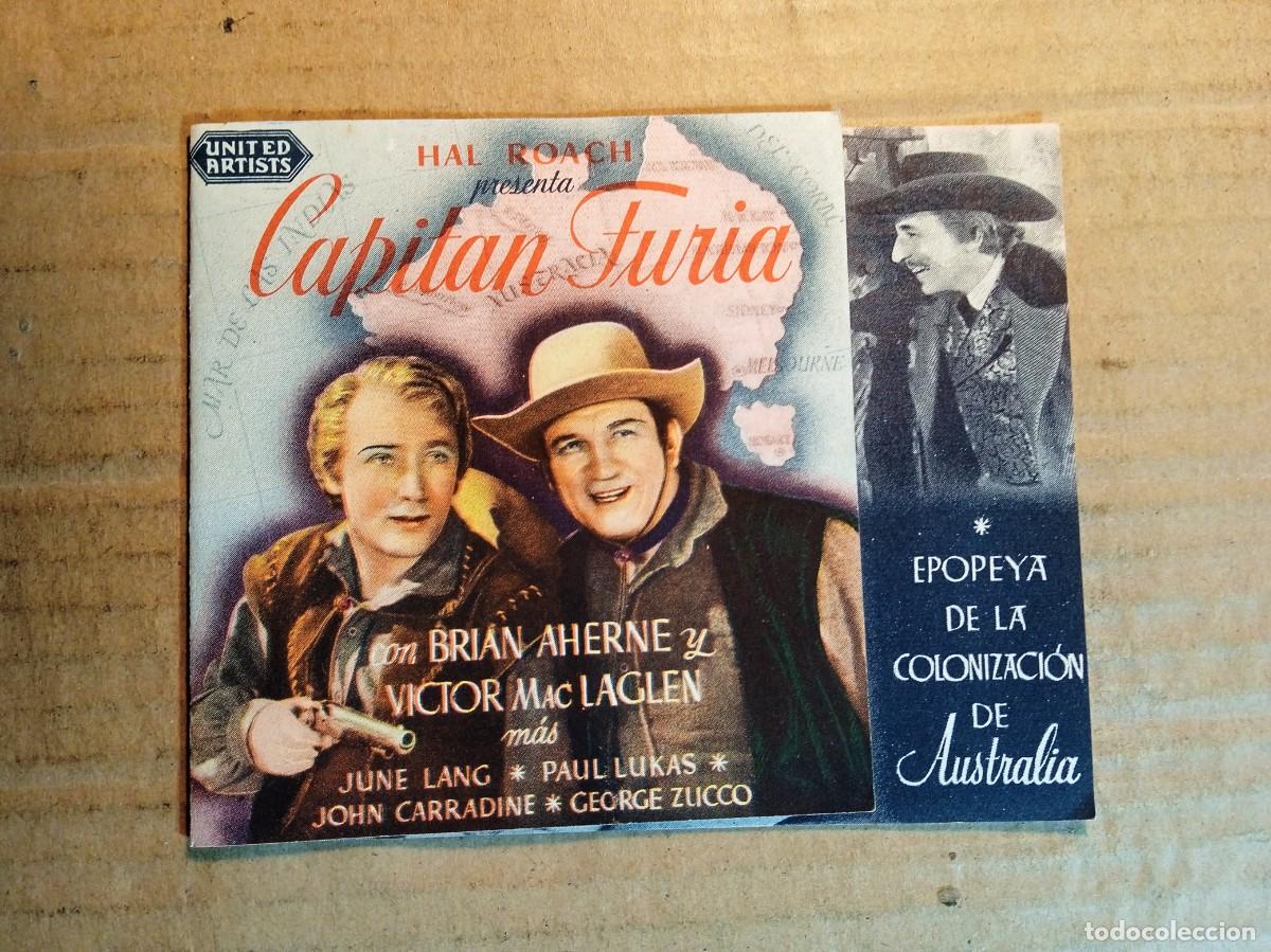 Folhetos de m&atilde;o de filmes antigos de cinema: FOLLETO DE MANO DOBLE DE LA PEL&Iacute;CULA CAPIT&Aacute;N FURIA
