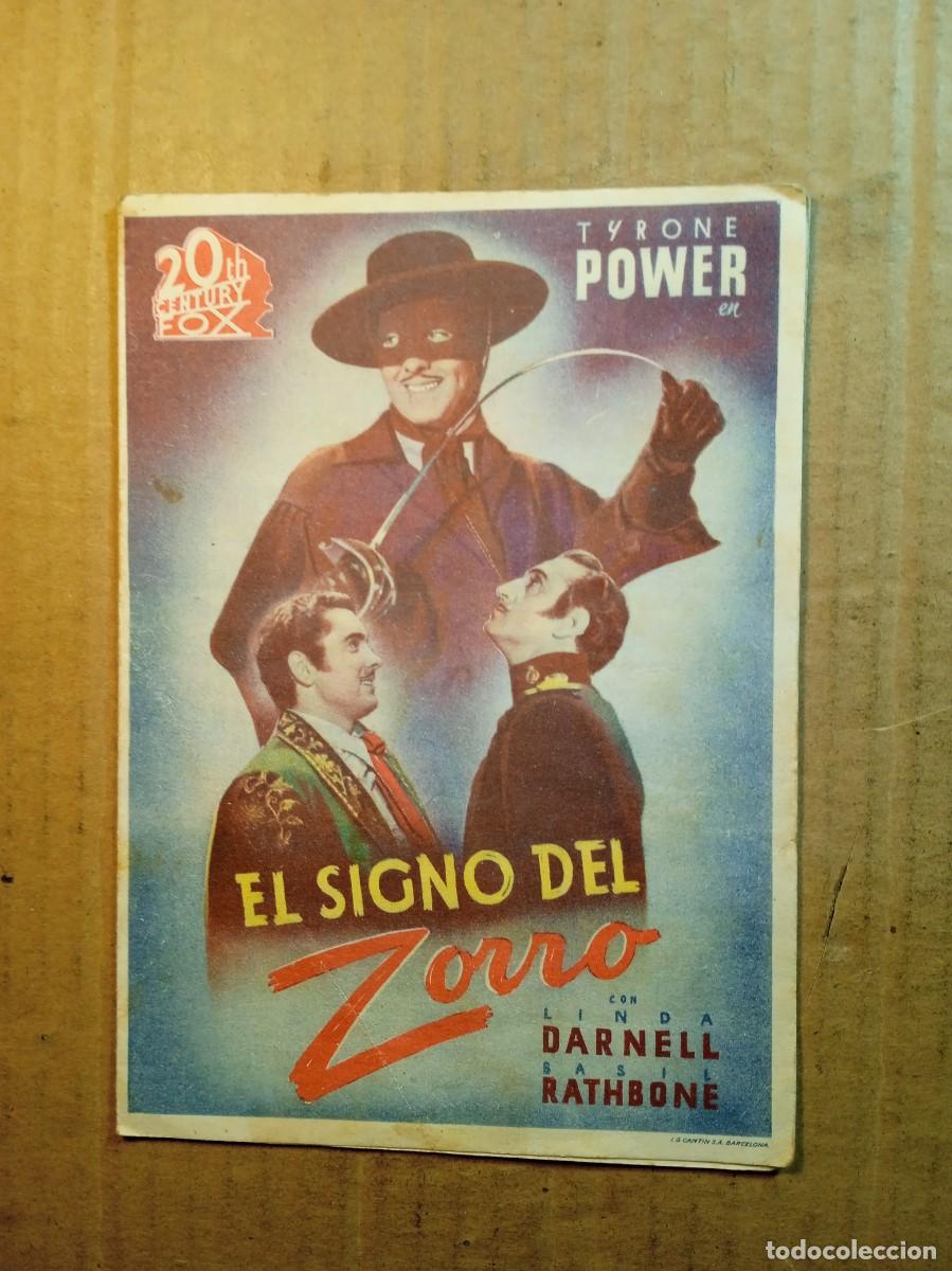 Cine: FOLLETO DE MANO DOBLE DE LA PEL&Iacute;CULA EL SIGNO DEL ZORRO