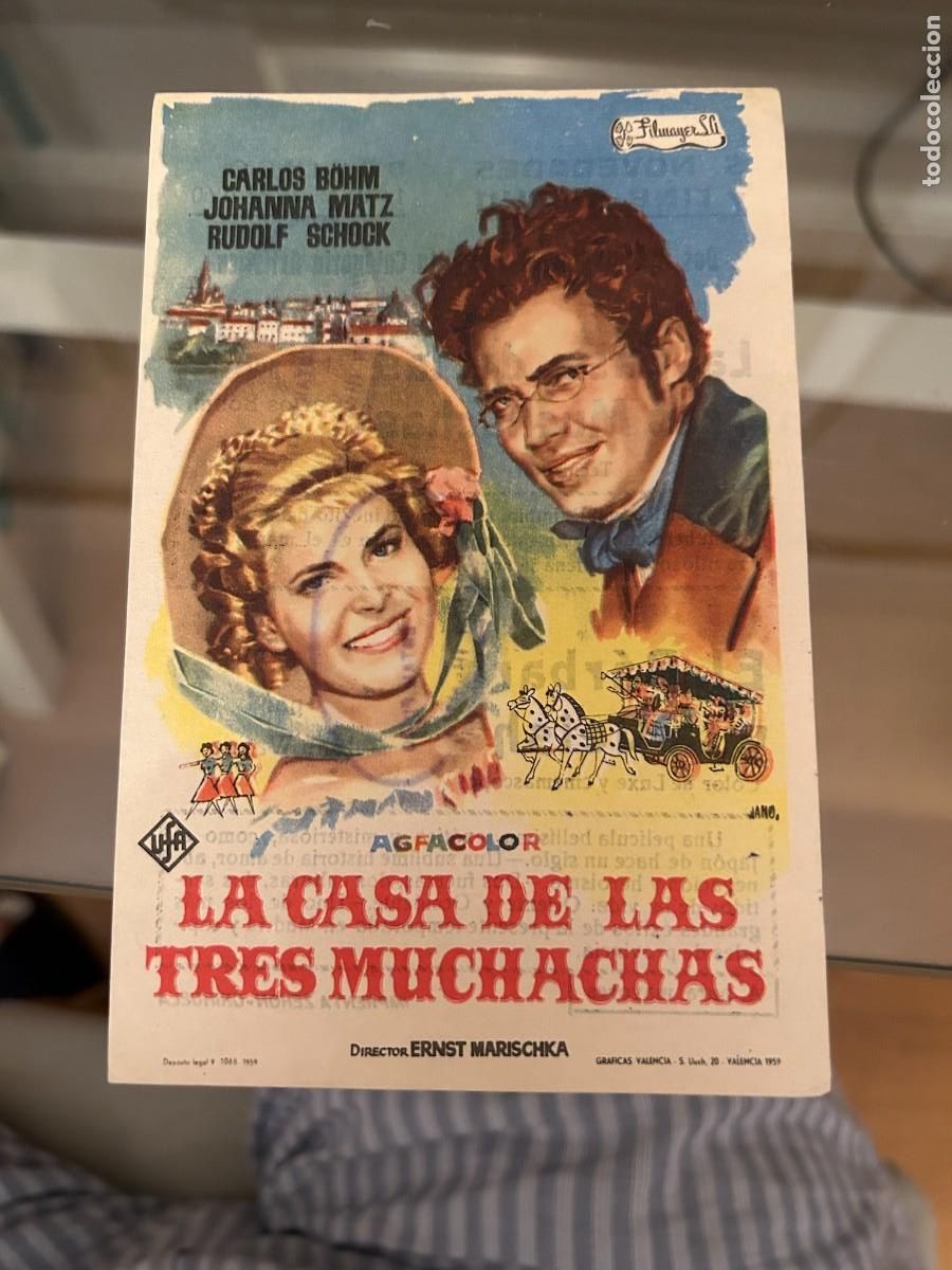 Cine: 1716 la casa de las tres muchachas salon novedades y cine riacho orihuela con publicidad buen estado