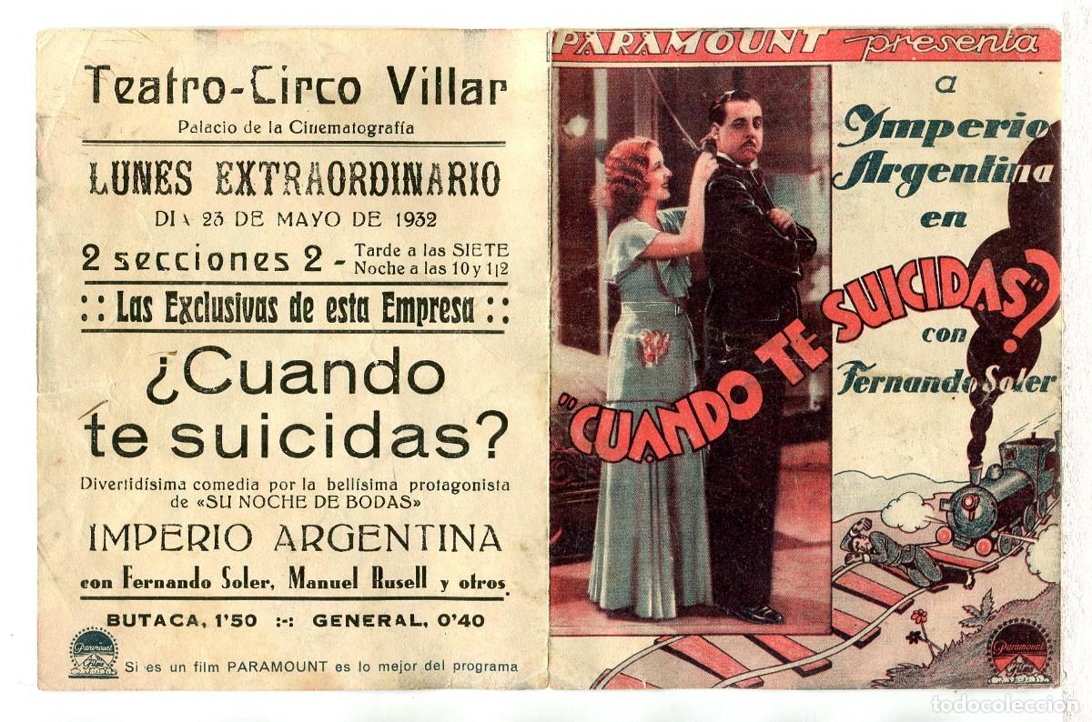  Foglietti di film di film antichi di cinema: CUANDO TE SUICIDAS, con Imperio Argentina.