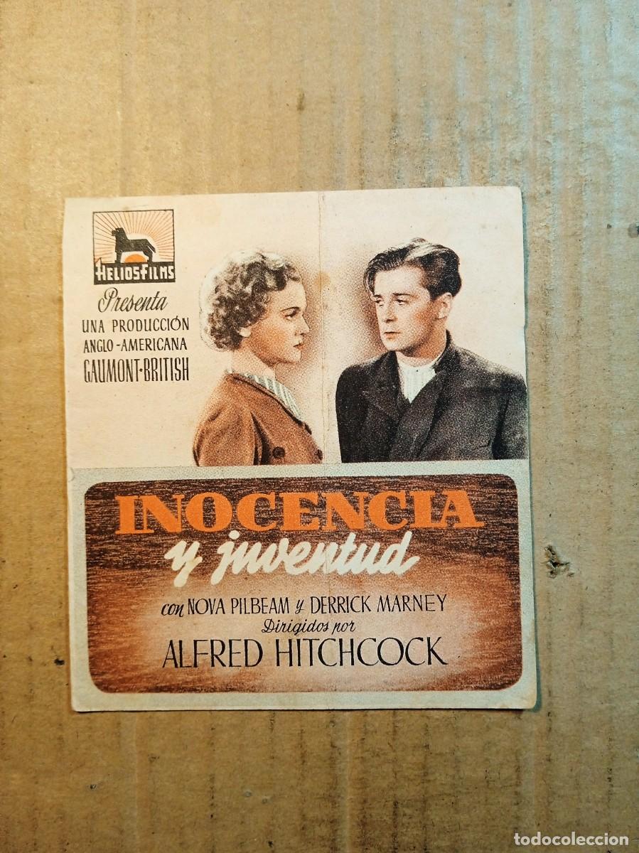  Flyers Publicitaires de films Anciens: FOLLETO DE MANO DOBLE DE LA PEL&Iacute;CULA INOCENCIA Y JUVENTUD DE ALFRED HITCHCOCK