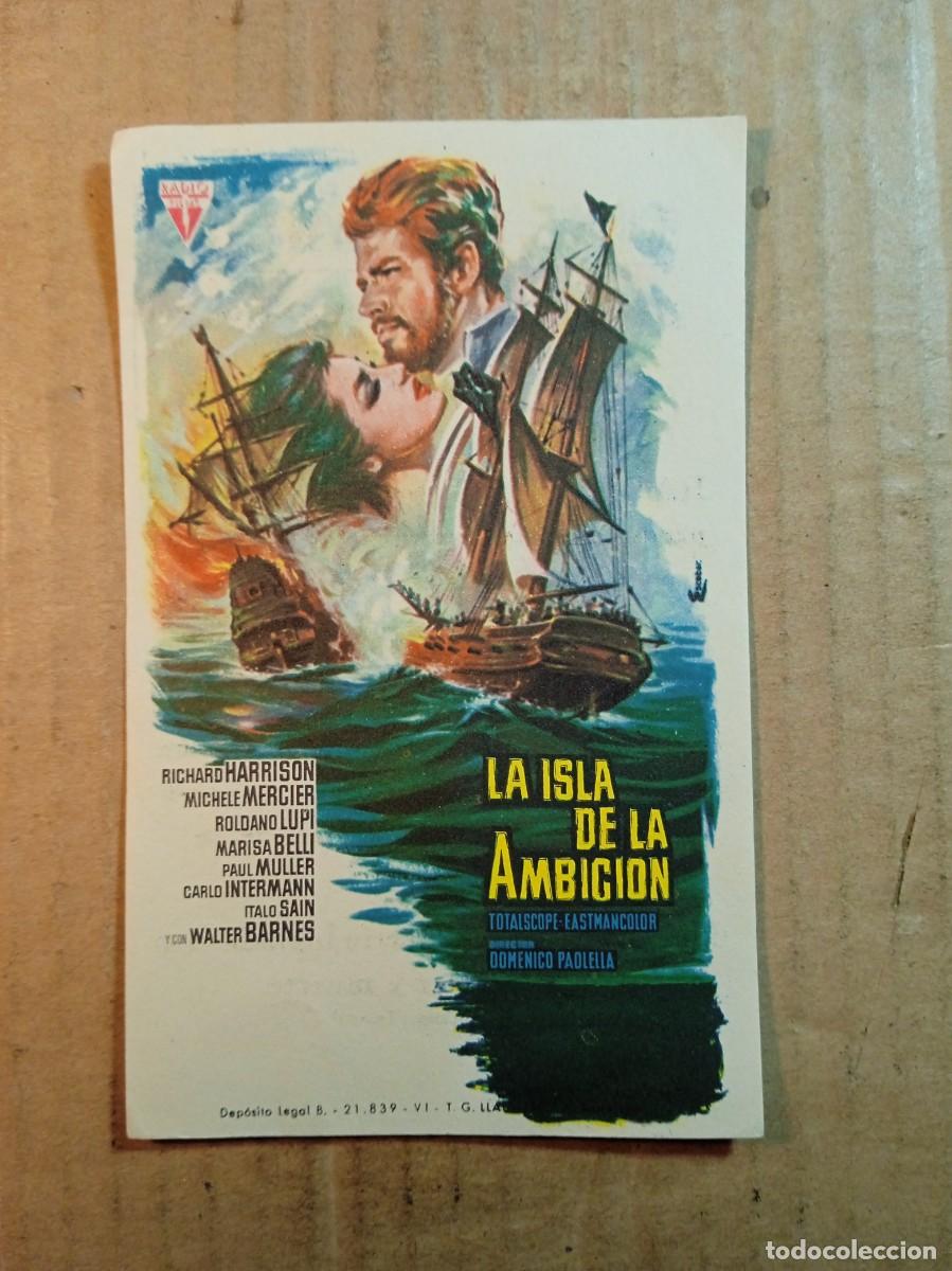 Cinema: FOLLETO DE MANO CON PUBLICIDAD LA ISLA DE LA AMBICI&Oacute;N