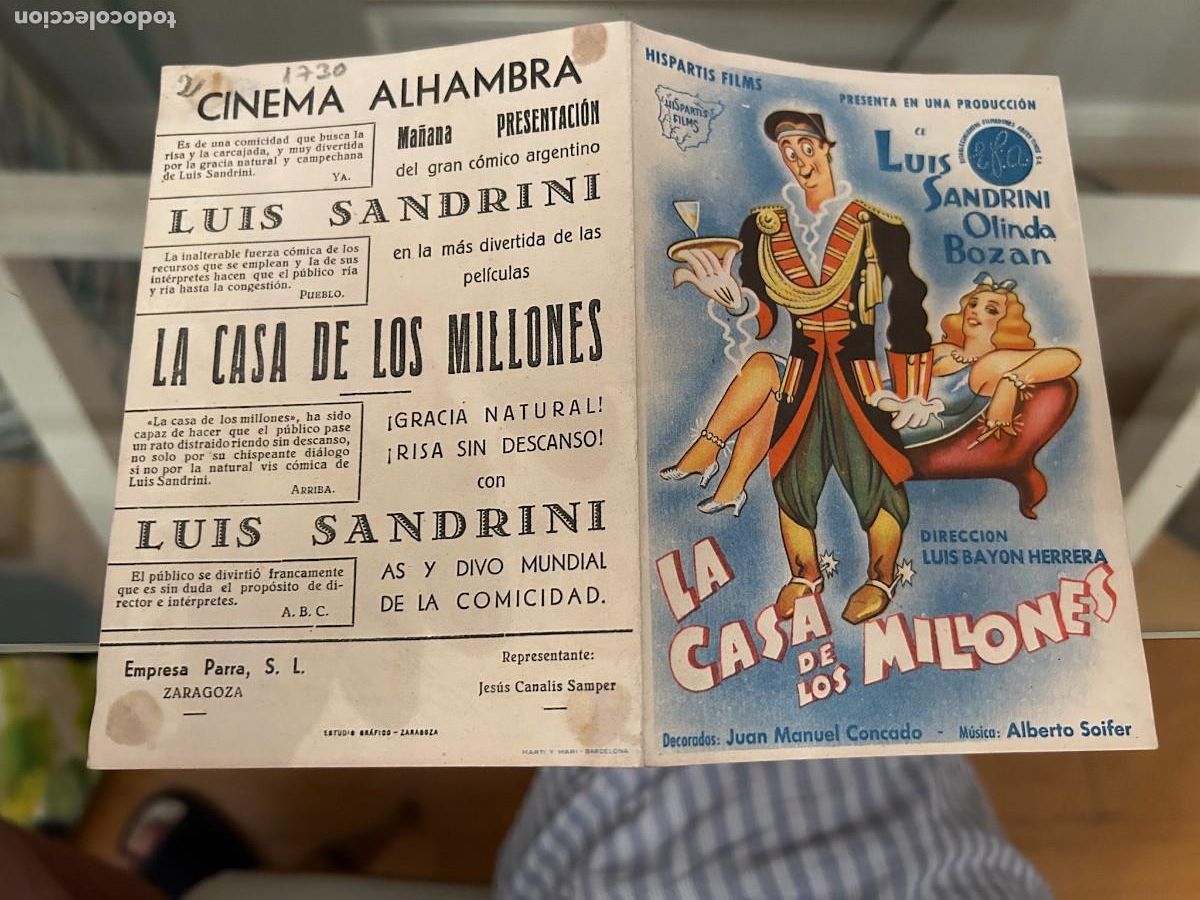 Cine: 1730 la casa de los millones cine alhambra zaragoza buen estado con publicidad