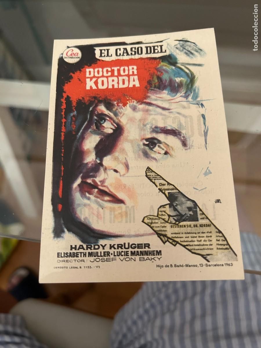  Foglietti di film di film antichi di cinema: 1763 EL CASO DEL DOCTOR KORDA CINE MODERNO POSITO DE PESCADORES CAMBRILS CON PUBLICIDAD BUEN ESTADO