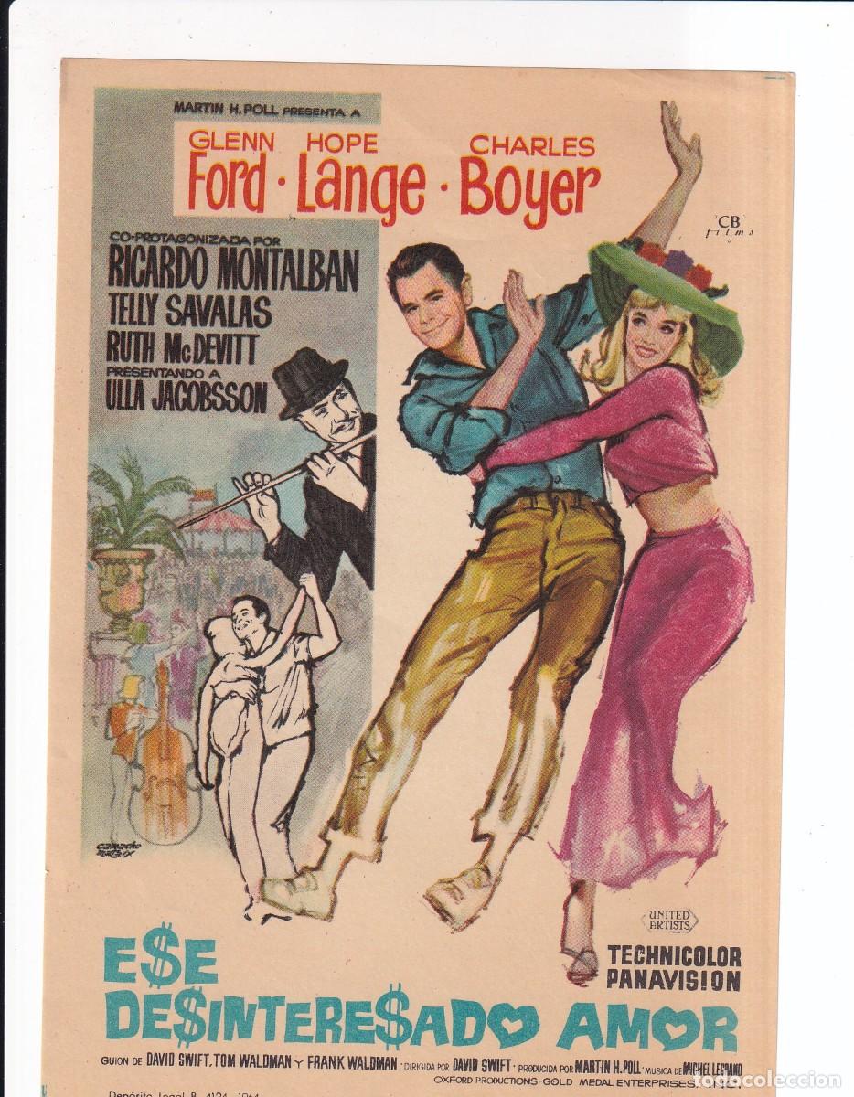 Cine: ESE DESINTERESADO AMOR : GLENN FORD .- SIN PUBLICIDAD