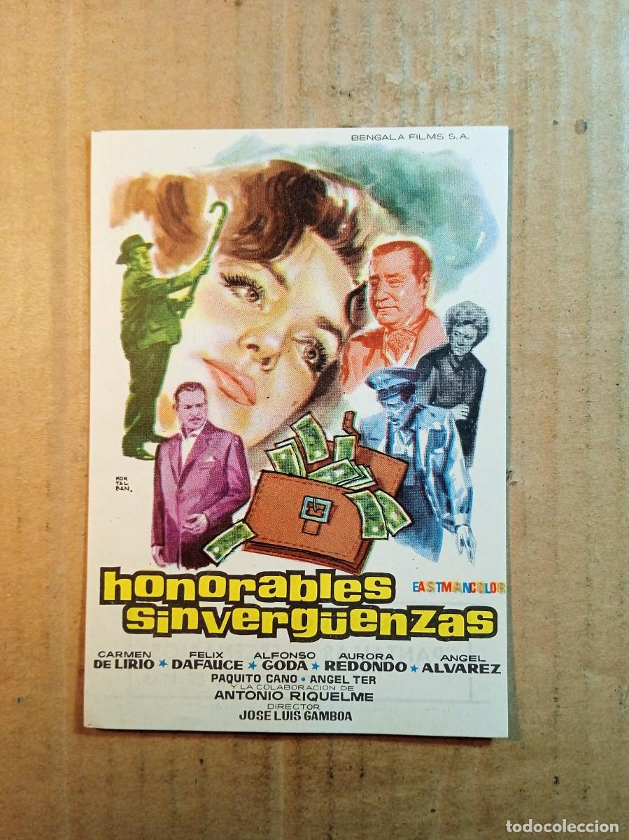 Cinema: FOLLETO DE MANO CON PUBLICIDAD HONORABLES SINVERG&Uuml;ENZAS