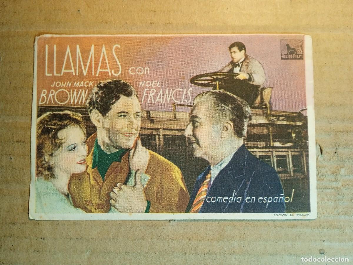 Cine: FOLLETO DE MANO CON PUBLICIDAD LLAMAS