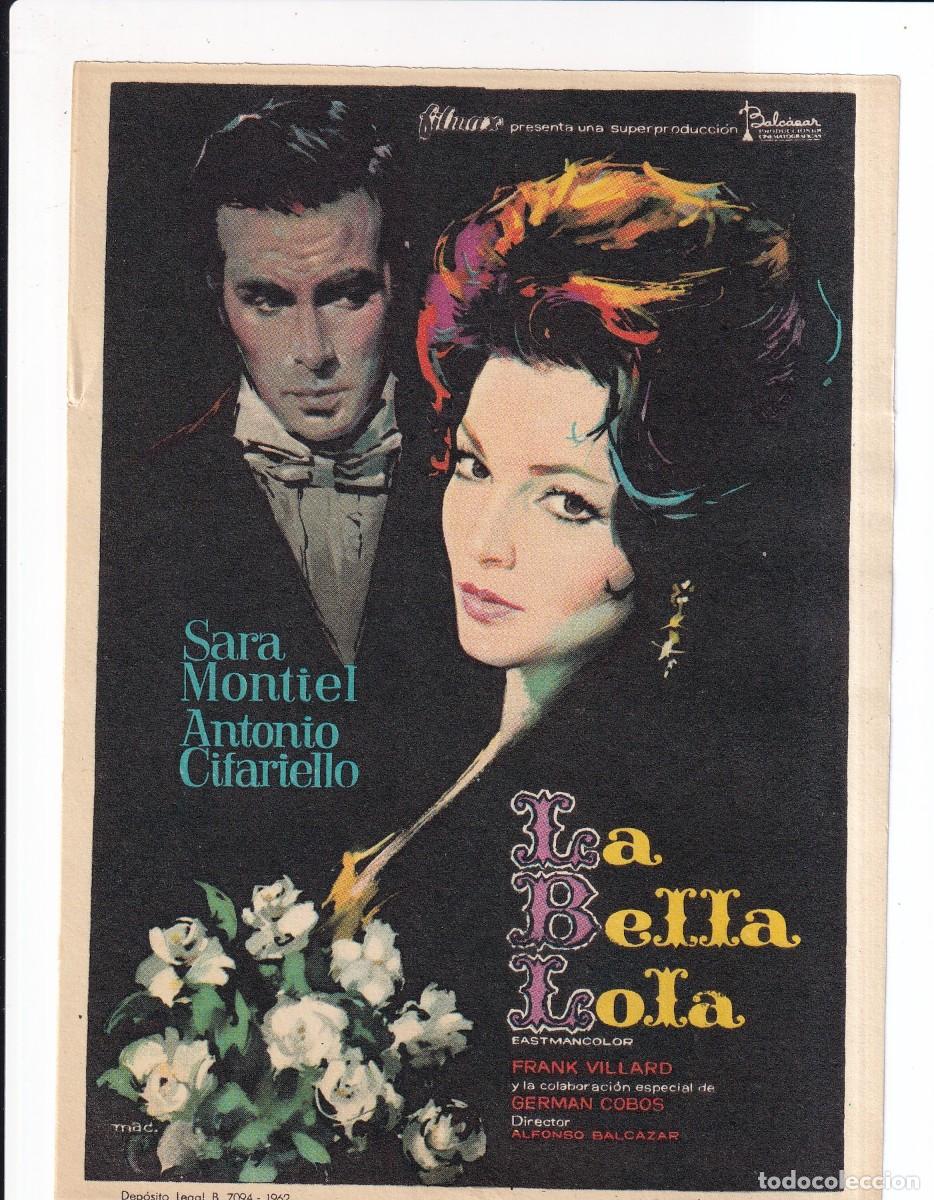 Cine: LA BELLA LOLA : SARA MONTIEL .- SIN PUBLICIDAD