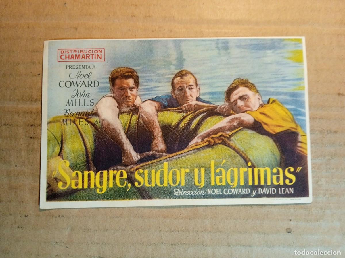  Flyers Publicitaires de films Anciens: FOLLETO DE MANO CON PUBLICIDAD SANGRE SUDOR Y L&Aacute;GRIMAS