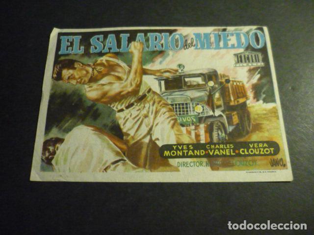  Foglietti di film di film antichi di cinema: EL SALARIO DEL MIEDO PROGRAMA DE MANO CON PUBLICIDAD CINE MADRID REINOSA