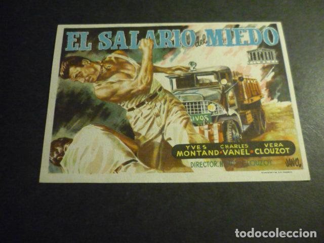  Foglietti di film di film antichi di cinema: EL SALARIO DEL MIEDO PROGRAMA DE MANO CON PUBLICIDAD CINE MADRID REINOSA