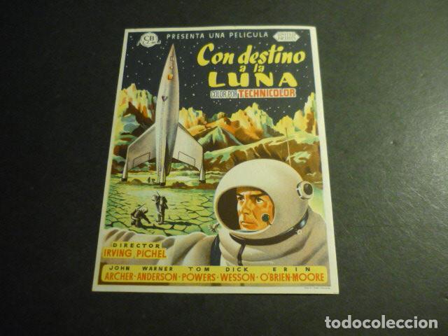  Flyers Publicitaires de films Anciens: CON DESTINO A LA LUNA PROGRAMA DE MANO CON PUBLICIDAD CINE MADRID REINOSA