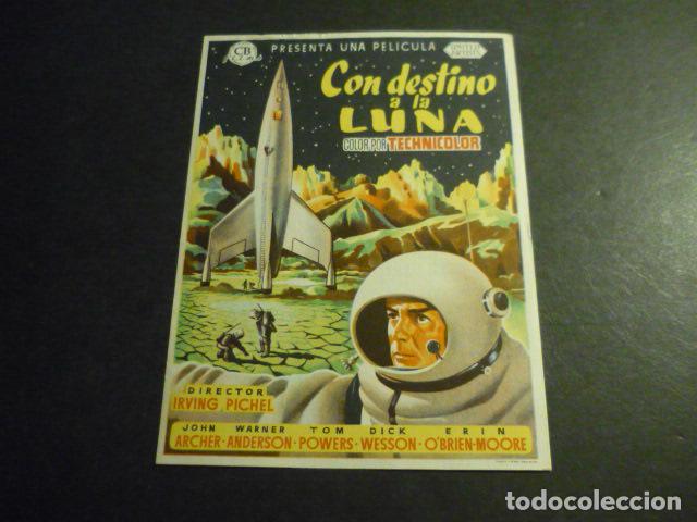 Cine: CON DESTINO A LA LUNA PROGRAMA DE MANO CON PUBLICIDAD CINE MADRID REINOSA