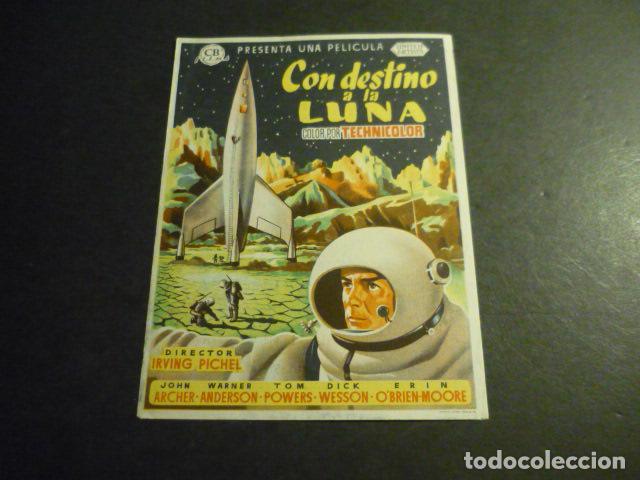 Cine: CON DESTINO A LA LUNA PROGRAMA DE MANO CON PUBLICIDAD CINE MADRID REINOSA