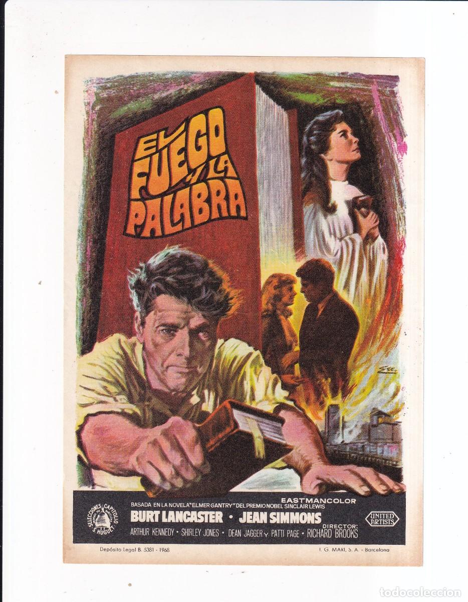 Cine: EL FUEGO Y LA PALABRA : BURT LANCASTER .-SIN PUBLICIDAD