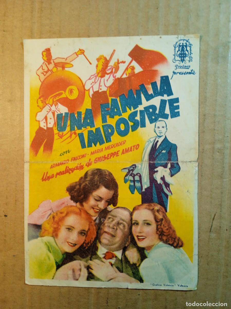  Flyers Publicitaires de films Anciens: FOLLETO DE MANO CON PUBLICIDAD UNA FAMILIA IMPOSIBLE