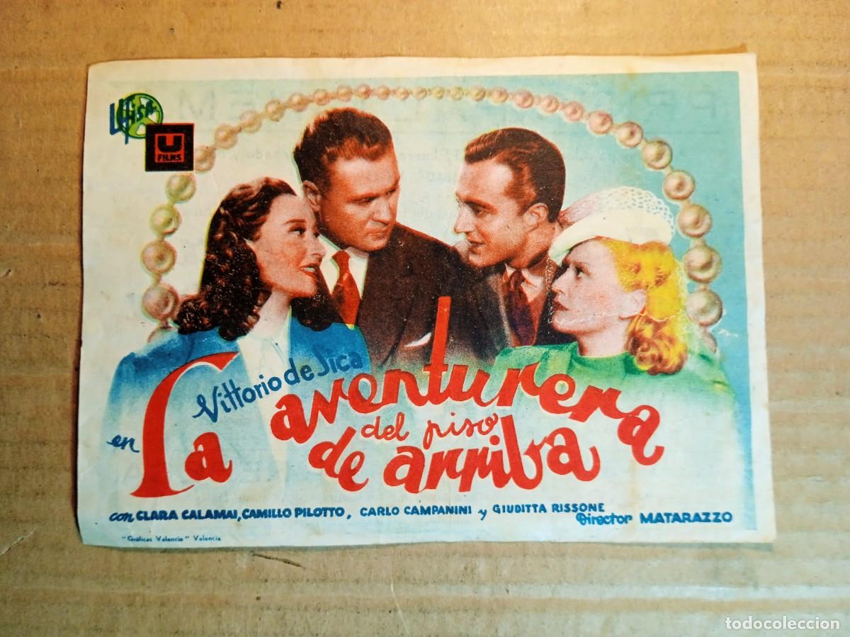 Cine: FOLLETO DE MANO CON PUBLICIDAD LA AVENTURERA DEL PISO DE ARRIBA
