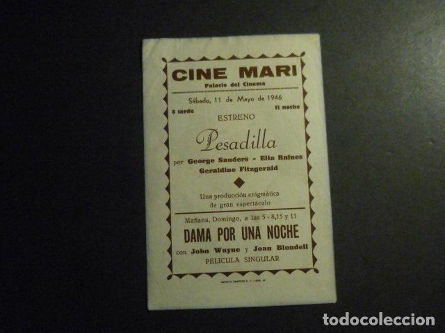 Cine: PESADILLA PROGRAMA DE MANO CON PUBLICIDAD CINE MARI LEON - Foto 2