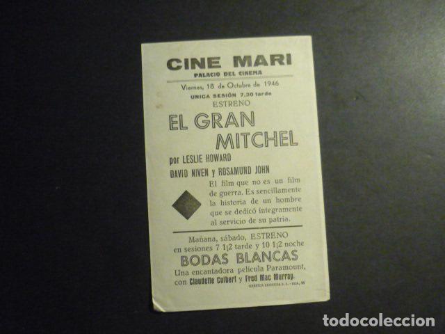 Cine: EL GRAN MITCHEL PROGRAMA DE MANO CON PUBLICIDAD CINE MARI LEON - Foto 2