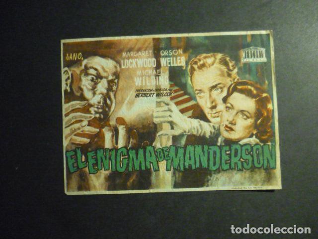 Cinema: EL ENIGMA DE MANDERSON PROGRAMA DE MANO CON PUBLICIDAD CINE MADRID REINOSA