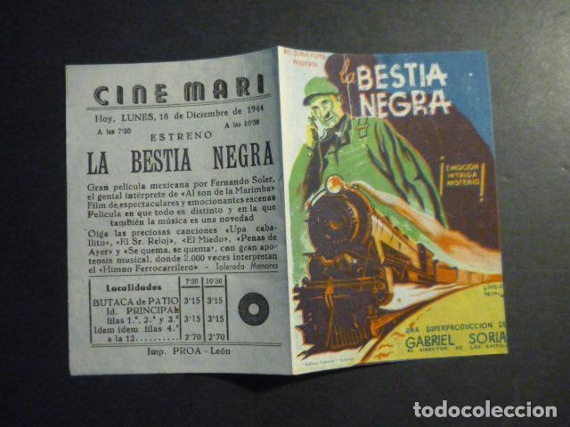 Cine: LA BESTIA NEGRA PROGRAMA DE MANO DOBLE PUBLICIDAD CINE MARI LEON
