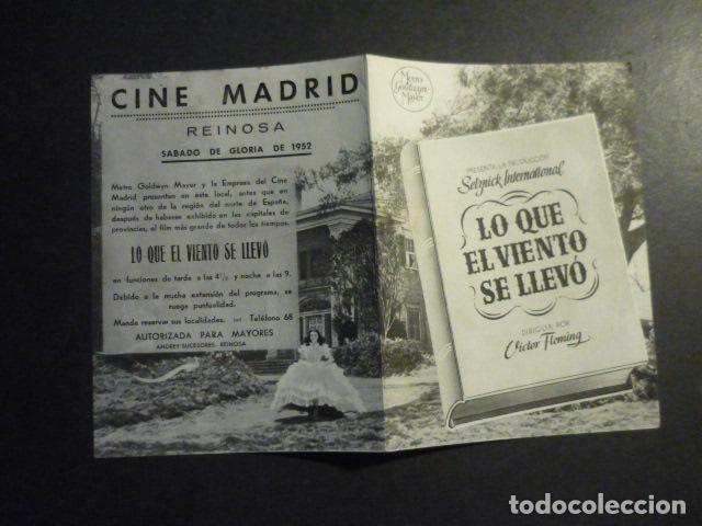 Kino: LO QUE EL VIENTO SE LLEV&Oacute; PROGRAMA DE MANO CON PUBLICIDAD CINE MADRID REINOSA