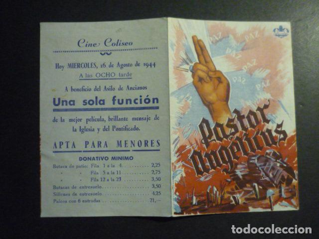 Cine: PASTOR ANGELICUS PROGRAMA DE MANO DOBLE CON PUBLICIDAD CINE COLISEO SANTANDER