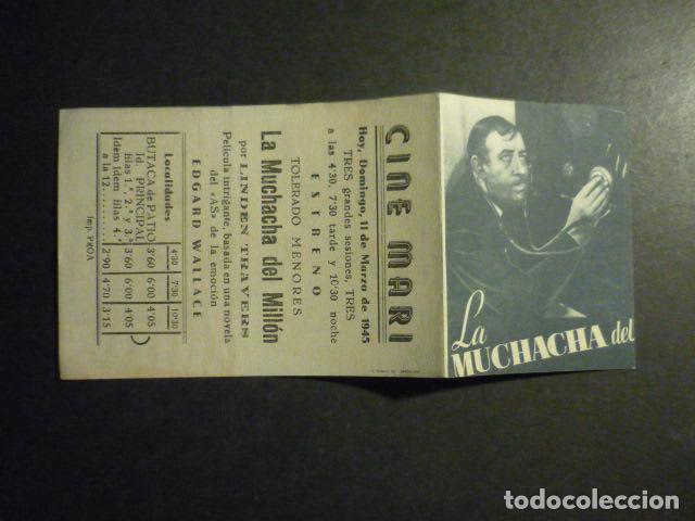  Flyers Publicitaires de films Anciens: LA MUCHACHA DEL MILLON PROGRAMA DE MANO DOBLE CON PUBLICIDAD CINE MARI LEON